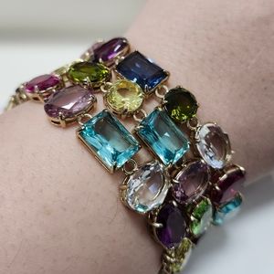 NWT Ralph Lauren Gold-Tone Multicolor Stone Triple-Row Flex Bracelet